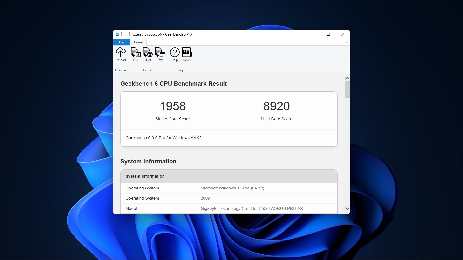 Geekbench 6 在 Windows 11 上的主界面